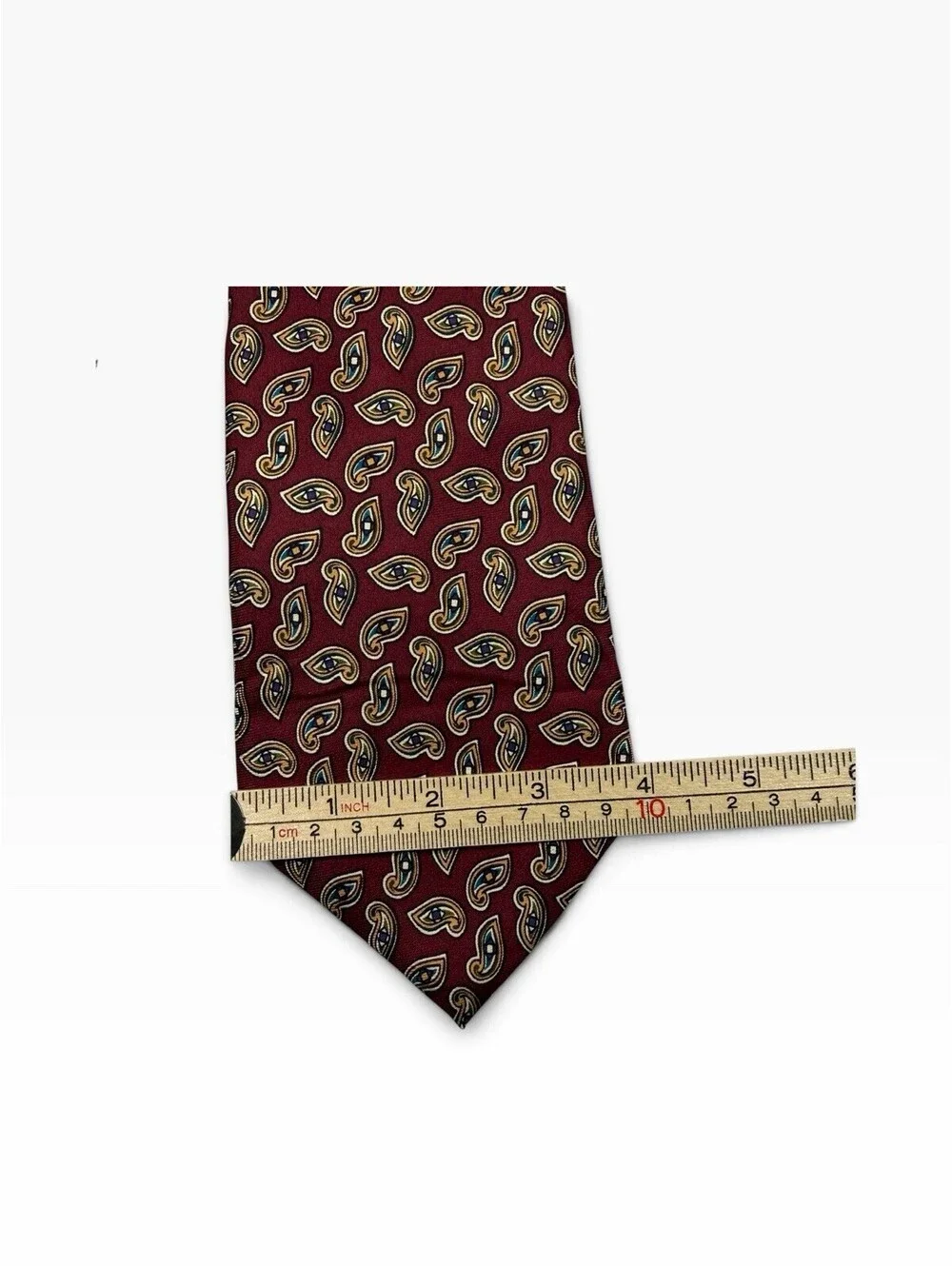 Brooks Brothers Men's Silk Neck Tie Burgundy Paisley Made in USA, 100% Silk